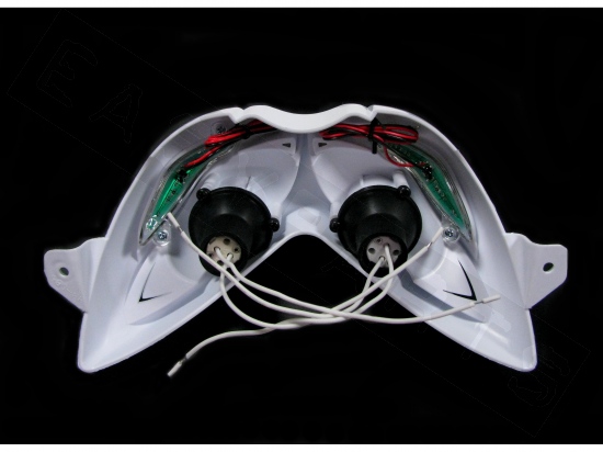 Maschera Doppio faro con LED TNT stile R8 bianco Nitro/ Aerox